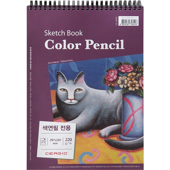 [733196]색연필전용 스케치북 스프링(상철) 220G(A4/신한커머스)