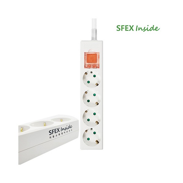 자동소화 메인스위치 4구3M 멀티탭 PVC(DYM-G4C(SC)-SI/스펙스테크)