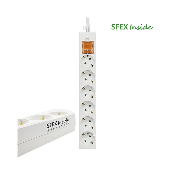 자동소화 메인스위치 6구1.5M 멀티탭 PVC(DYM-G6C(SC)-SI/스펙스테크)