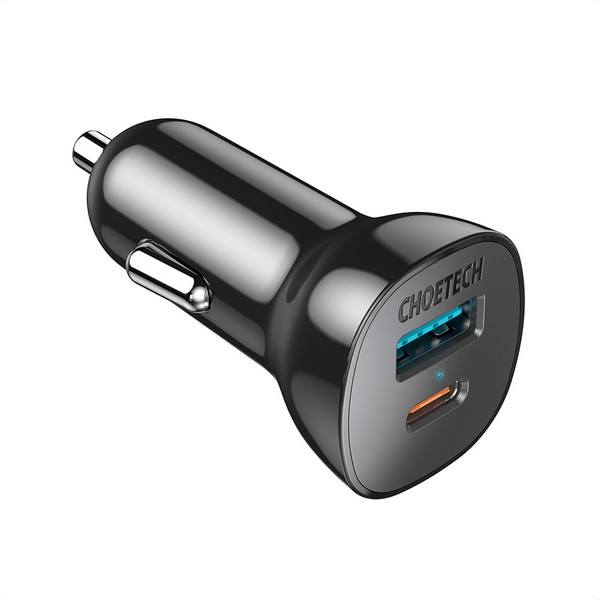[업체별도배송]38W QC+PD 듀얼 고속 차량 충전기(TC0005/블랙/Choetech)