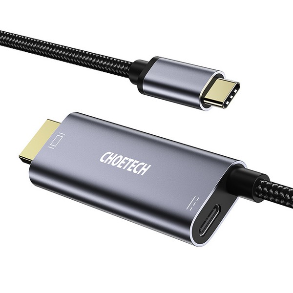 C타입 to HDMI + PD 케이블(XCH-M180-GY-V1/1.8m/그레이/Choetech)