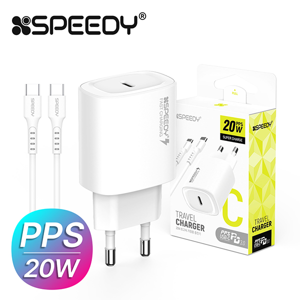 [업체별도배송]20W(PD3.0)고속 분리형 충전기(케이블포함/SPE-B2N20MPD1P20/화이트/Speedy)