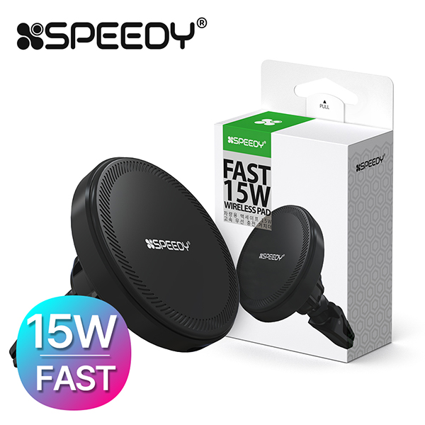 [업체별도배송]허리케인 맥세이프 15W 고속 무선 충전 거치대(케이블포함/SPE-MCW1000/블랙/Speedy)
