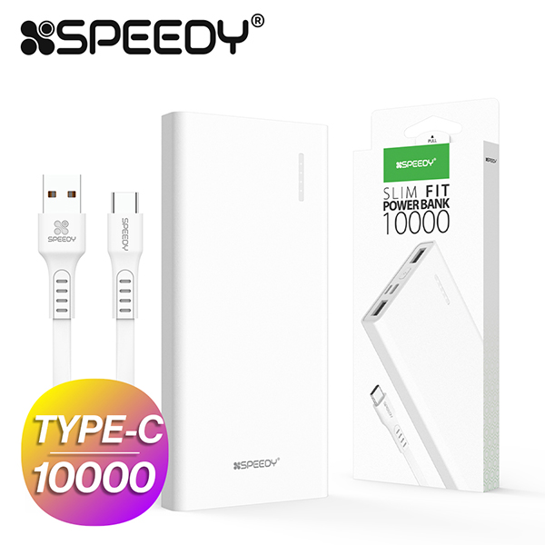 [업체별도배송]슬림 핏 보조배터리(10,000mAh/케이블 포함/SPE-PA10CPQ/화이트/Speedy)
