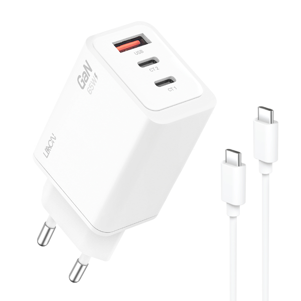 65W 3포트 초고속 GaN 충전기(ITB-GAN65W/화이트/LAAON)