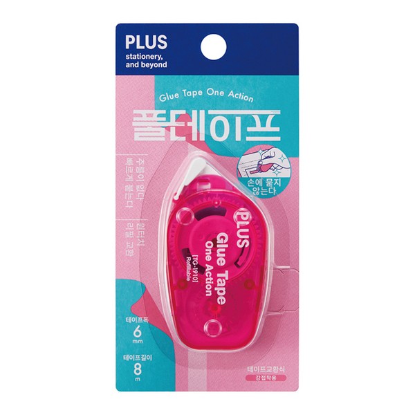 PLUS 원액션 풀테이프(TG-1910/핑크/6*8)