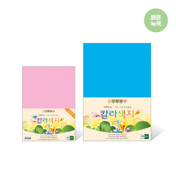 칼라색지 8절/N09/밝은녹색/120g/270X390mm/100매