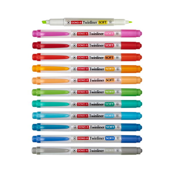 트윈라이너 소프트 형광펜 하늘 12자루 동아연필