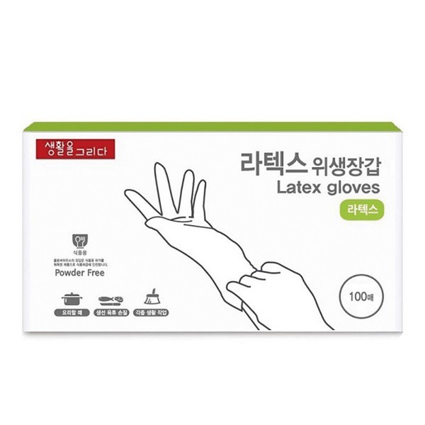 라텍스 장갑(화이트/S/100매/생활을그리다)