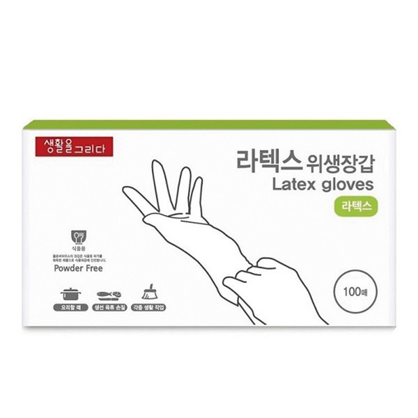 라텍스 장갑(화이트/M/100매/생활을그리다)