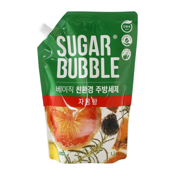 슈가버블 베이직 주방세제(1.2L/리필/자몽향)