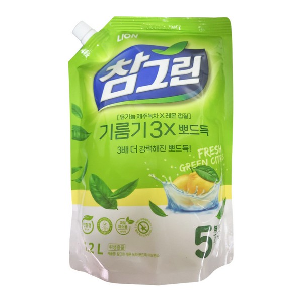 참그린 주방세제(리필/1.2L/라이온코리아)