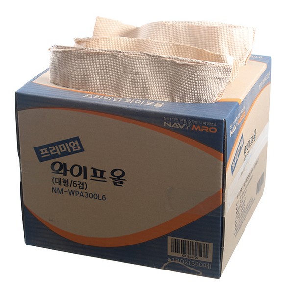 [업체별도배송]산업용 프리미엄 와이퍼(대형/NM-WPA300L6/6겹/360×430mm/300매/나비PB)