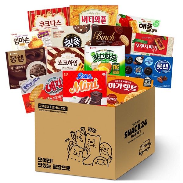 [업체별도배송]스낵24 인기간식 사무실 꽉꽉 박스과자세트 14P
