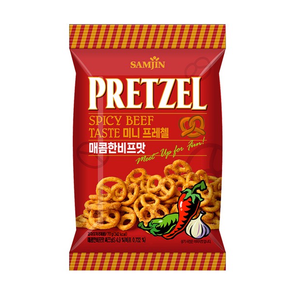 [업체별도배송]삼진 미니프레첼 매콤비프 1박스(70g*24입)