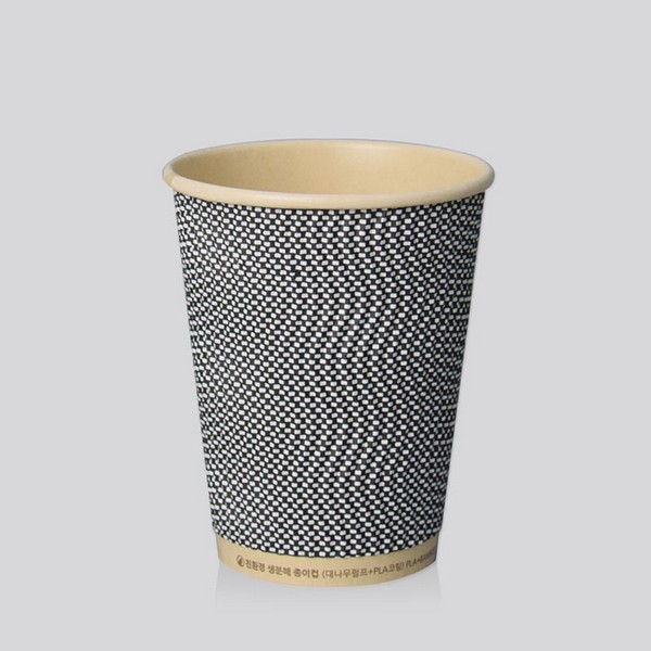 3중 단열종이컵 PLA웨이브 그레이 8oz, 237ml(25개)