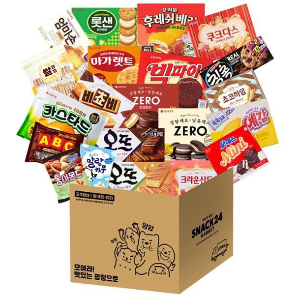 [업체별도배송]스낵24 사무실 21종 2주살기 대용량 박스과자세트