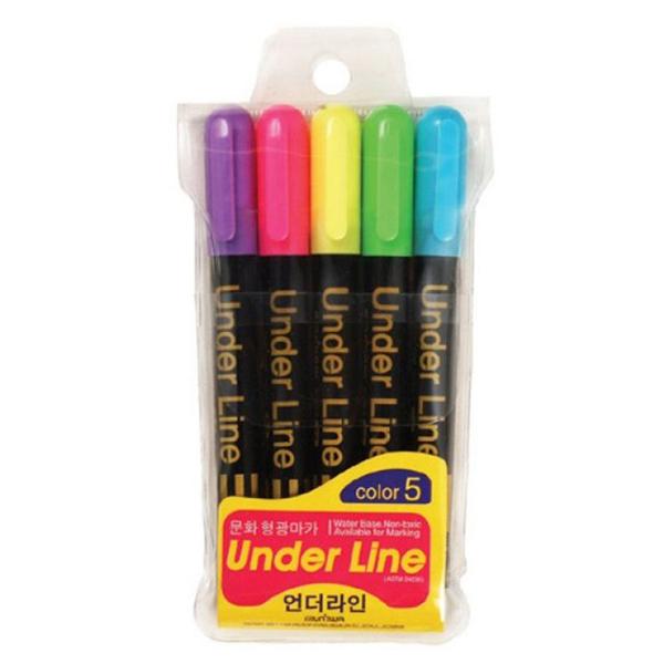 언더라인 형광펜 5색 세트(문화)