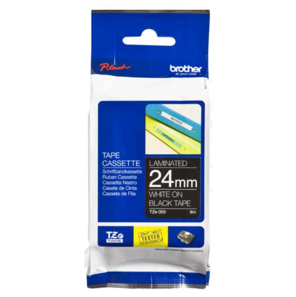 [업체별도배송]테이프카트리지(TZ-355/24mm*8M/검정바탕/백색글씨)