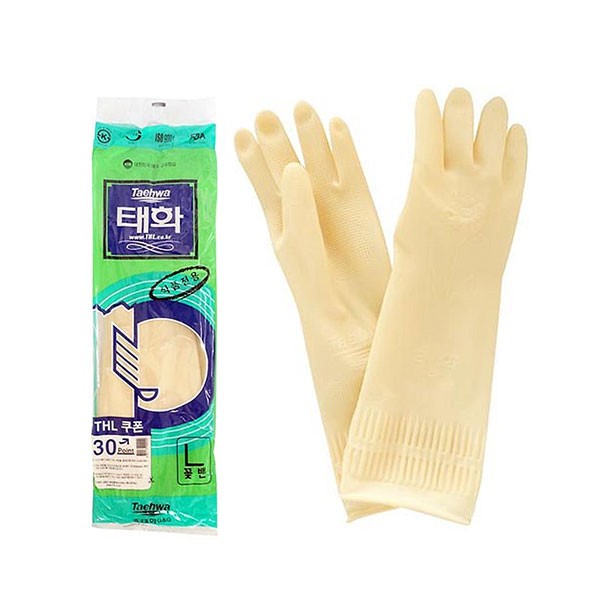 태화 고무장갑 꽃밴 아이보리 L