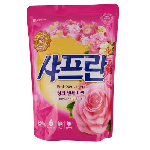 [879683]LG생활건강 샤프란 섬유유연제 핑크 리필 1300mL